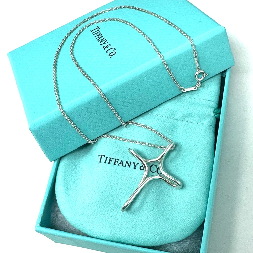 Authentic Tiffany &CO. Elsa Peretti Large Infinity Cross Pendant Neckl…